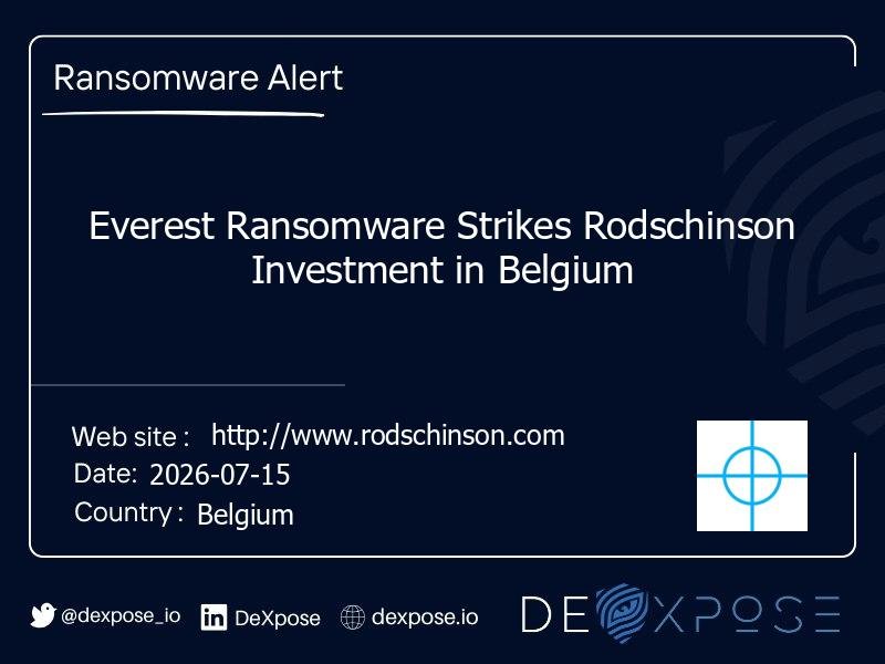 Everest Ransomware Strikes Rodschinson Investment in Belgium